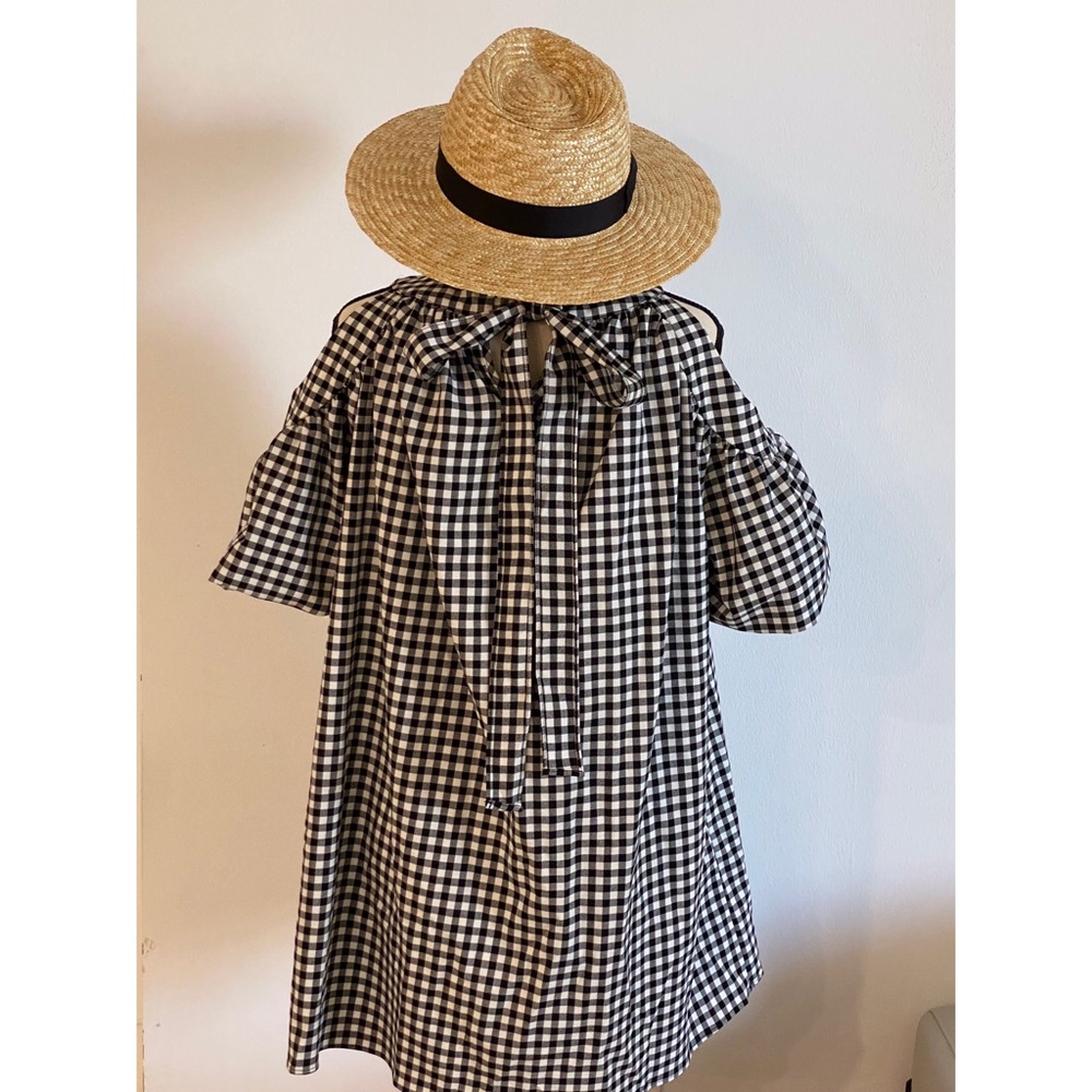 Gingham dress with puff sleeves - Picture 2 of 2